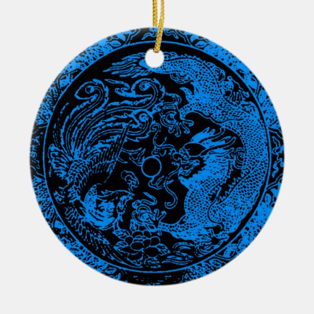 Ornamento De Cerâmica Dragon e Phoenix Ornament (Frente)