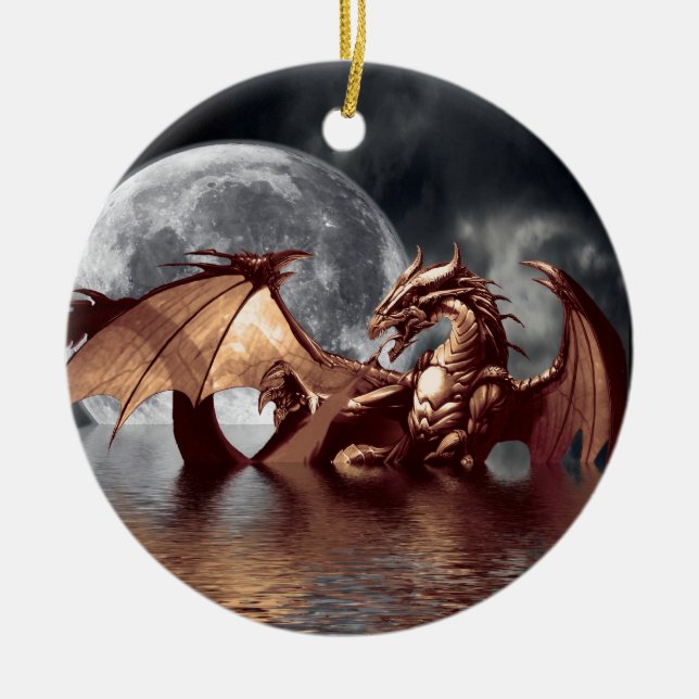 Ornamento De Cerâmica Dragon Fantasy Tree Ornament (Frente)