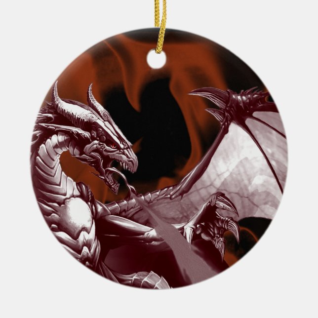 Ornamento De Cerâmica Dragon Fantasy Tree Ornament (Frente)