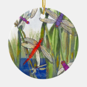 Ornamento De Cerâmica Dragonflies Summer