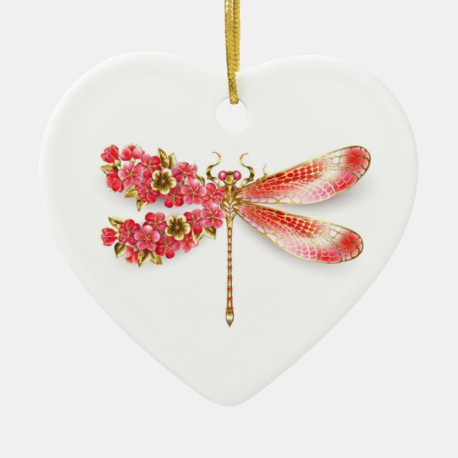 Ornamento De Cerâmica Dragonfly com joalheria sakura (Frente)