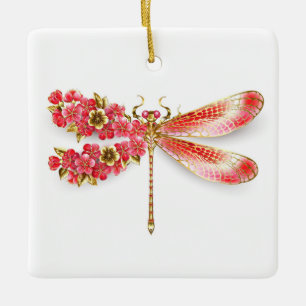 Ornamento De Cerâmica Dragonfly com joalheria sakura