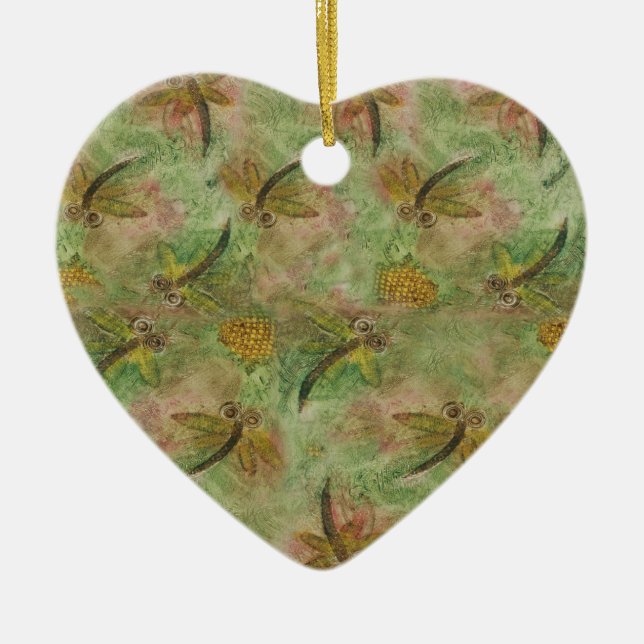 Ornamento De Cerâmica Dragonfly Cotton Candy Hearnament (Frente)