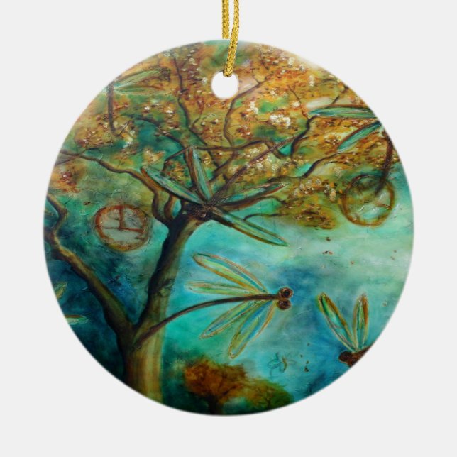 Ornamento De Cerâmica Dragonfly Flirtation (Frente)