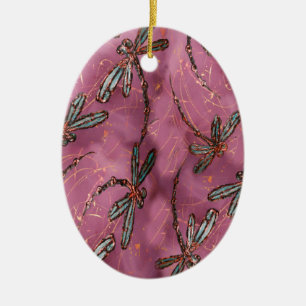Ornamento De Cerâmica Dragonfly Flit Dusky Rosa