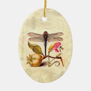 Ornamento De Cerâmica Dragonfly, Pear, Cravo e Insetos