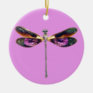 Ornamento De Cerâmica Dragonfly - prata, ouro, roxo e preto