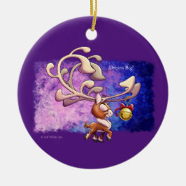 Ornamento De Cerâmica DREAM BIG CHRISTMAS REINDEER de Jeff Willis Art