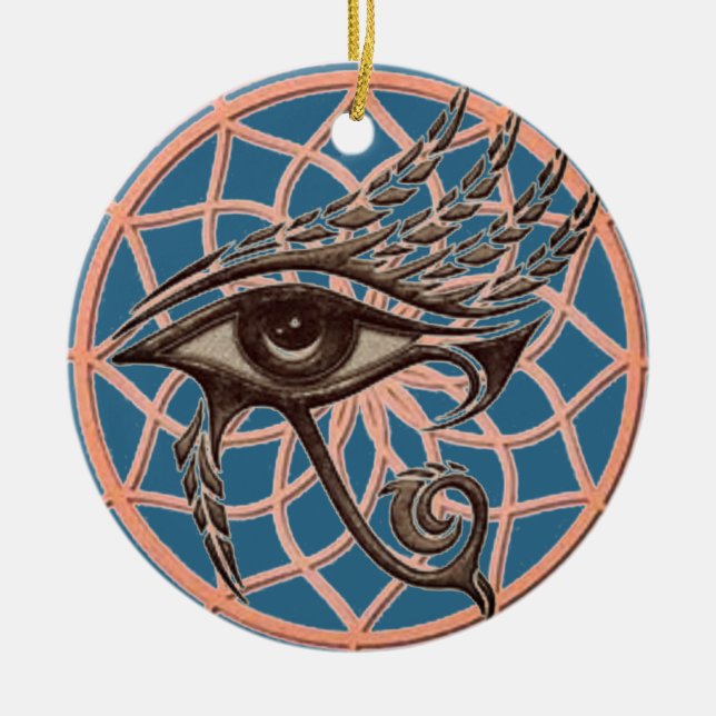 Ornamento De Cerâmica Dream Catcher Eye De Horus Blue (Frente)