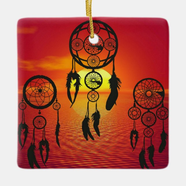 Ornamento De Cerâmica Dreamcatcher Sunset (Frente)