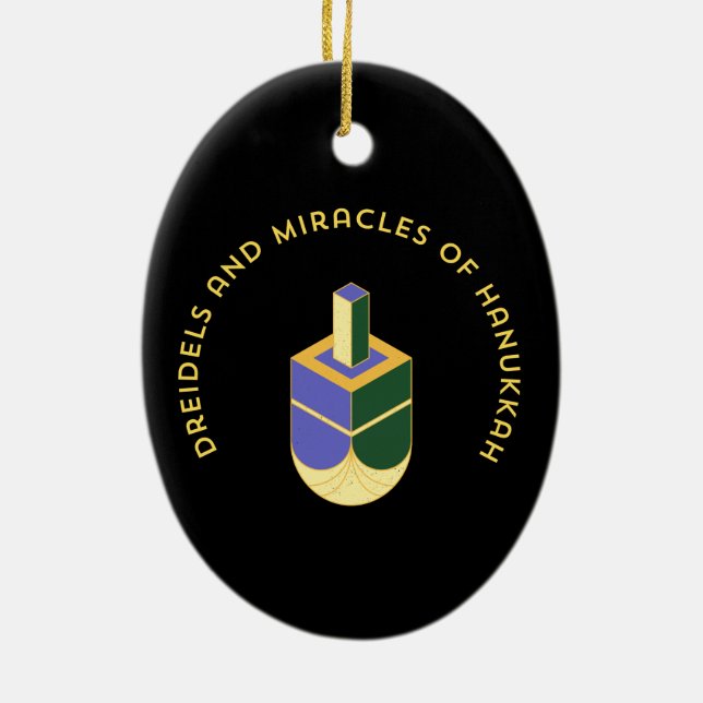 ORNAMENTO DE CERÂMICA DREIDELS AND MIRACLES OF HANUKKAH (Verso)