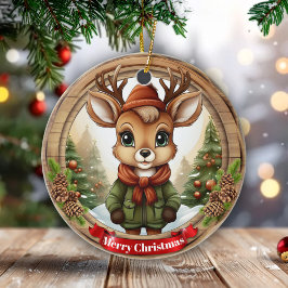 Ornamento De Cerâmica Dressed Whimsical Reindeer Fun Holiday Season 🦌🎄