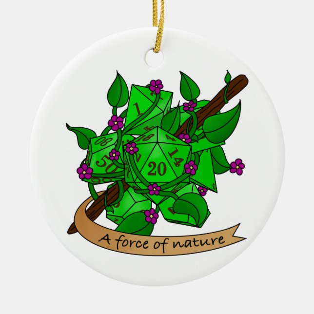 Ornamento De Cerâmica Druid Dice Design (Frente)