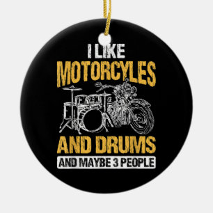 Ornamento De Cerâmica Drummer Drummer Eu Gosto De Motociclos E Tambores
