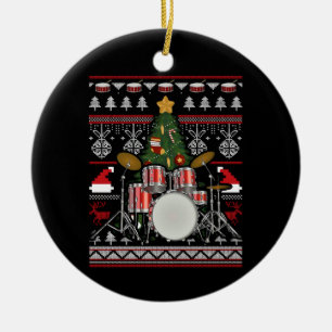 Ornamento De Cerâmica Drummer - Instrumento Musical Feio Natal