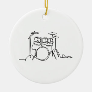 Ornamento De Cerâmica Drummer Music Design Um Tambor De Linha