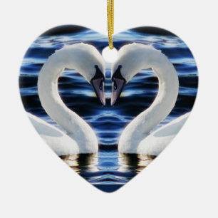 Ornamento De Cerâmica Duas cisnes