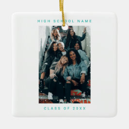 Ornamento De Cerâmica Duas Faculdade de Neve Azul Turquesa