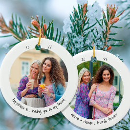 Ornamento De Cerâmica Duas Fotografias Felicidade é .. Amigo Cute Minima