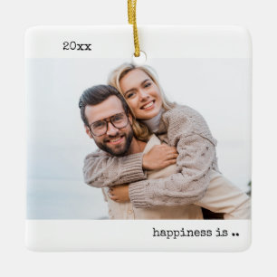 Ornamento De Cerâmica Duas Fotografias Felicidade está sendo Casada Min