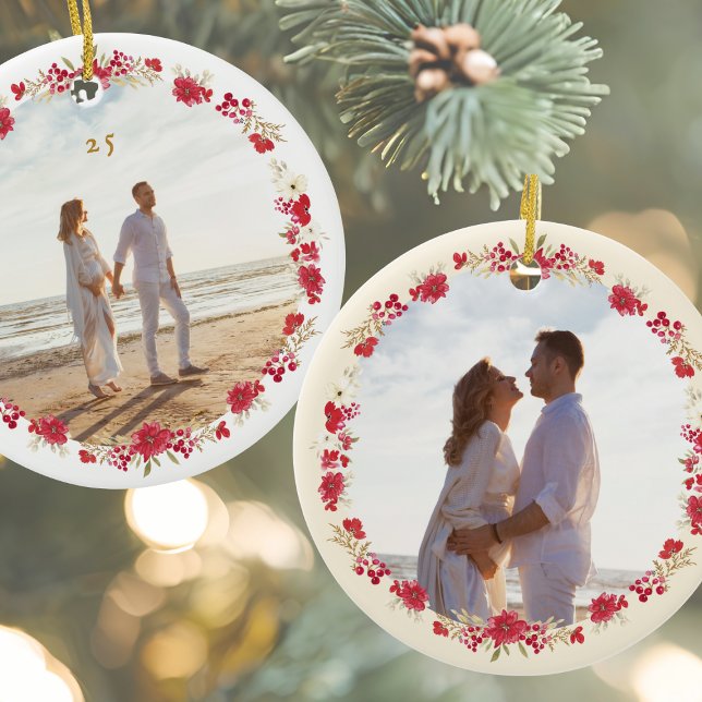 Ornamento De Cerâmica duas fotos de natal, rua botânica de Natal (Criador carregado)