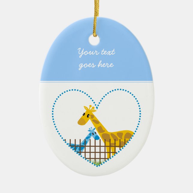 Ornamento De Cerâmica Duas girafas bonitinhas num coração pontilhado Mãe (Frente)