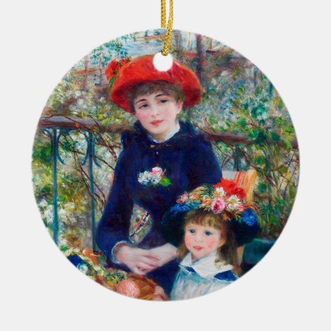 Ornamento De Cerâmica Duas Irmãs - Impressionista Renoir Pintura 1881 (Frente)