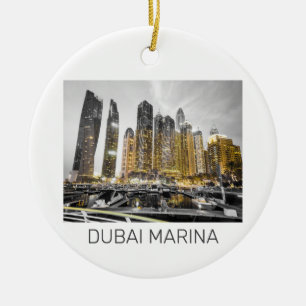 Ornamento De Cerâmica Dubai Marina Cidade UAE Skyline Vintage Panorama