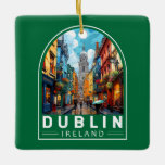 Ornamento De Cerâmica Dublin Ireland Viagem Art Vintage<br><div class="desc">Viagem de Dublin. Os seus edifícios históricos incluem o Castelo de Dublin,  namorando do século 13,  e a imposição da Catedral de Patrick,  Rua,  fundada em 1911.</div>