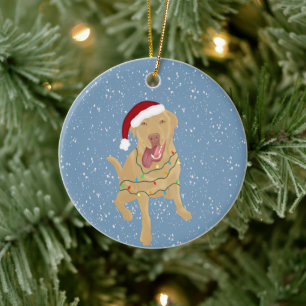 Ornamento De Cerâmica Dudley Labrador Christmas