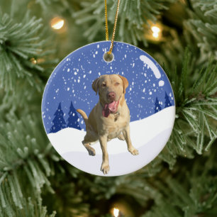 Ornamento De Cerâmica Dudley Labrador Christmas