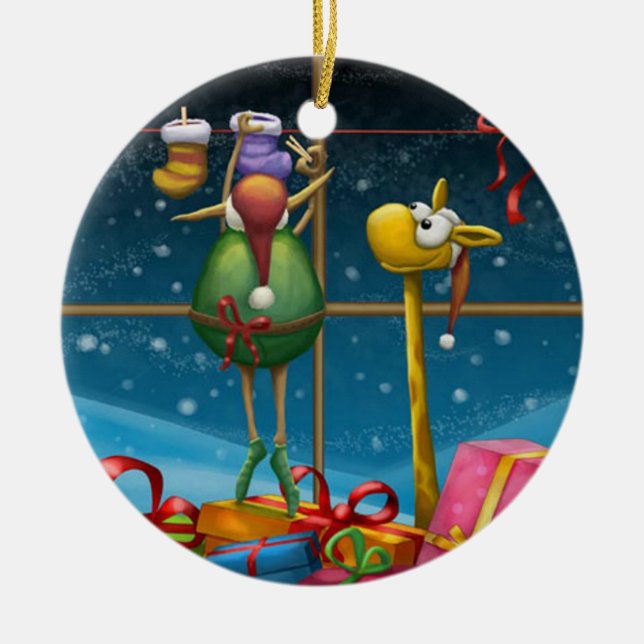 Ornamento De Cerâmica Duende que pendura acima das meias (Frente)