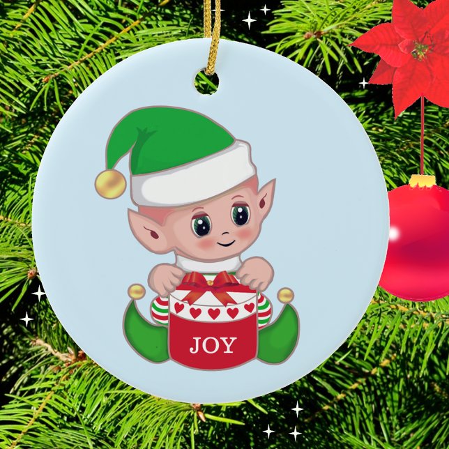 Ornamento De Cerâmica Duende Verde de Natal (Criador carregado)