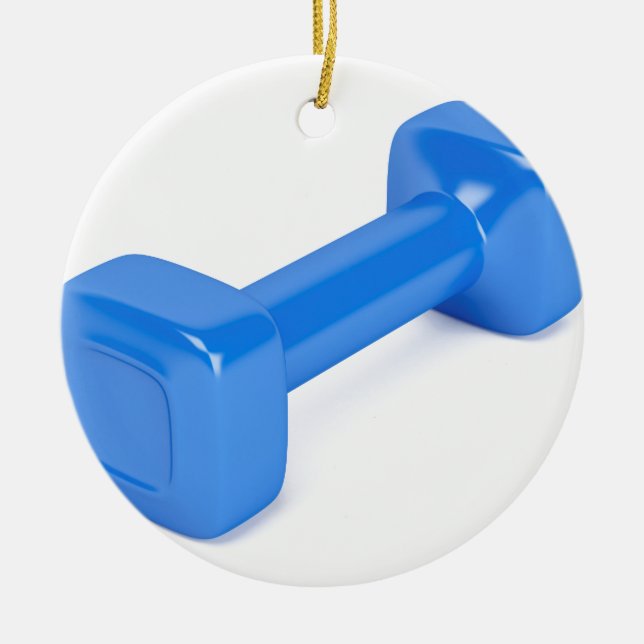 Ornamento De Cerâmica Dumbbell plástico azul (Frente)