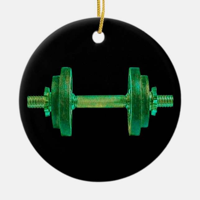 Ornamento De Cerâmica Dumbbell Retro Bodybuilder Gym Malhação Ou Treinad (Frente)