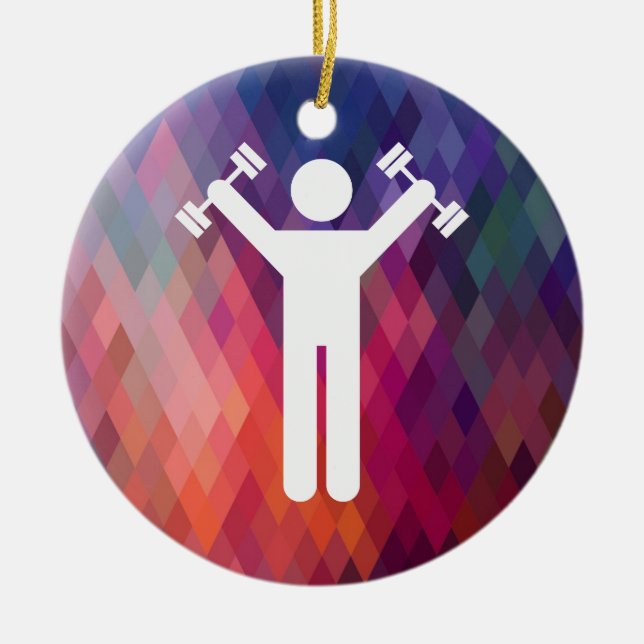 Ornamento De Cerâmica Dumbell exercita o sinal (Frente)