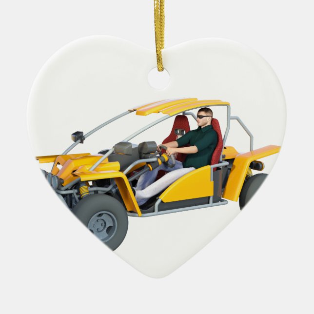 Ornamento De Cerâmica Dune Buggy Amarelo (Frente)