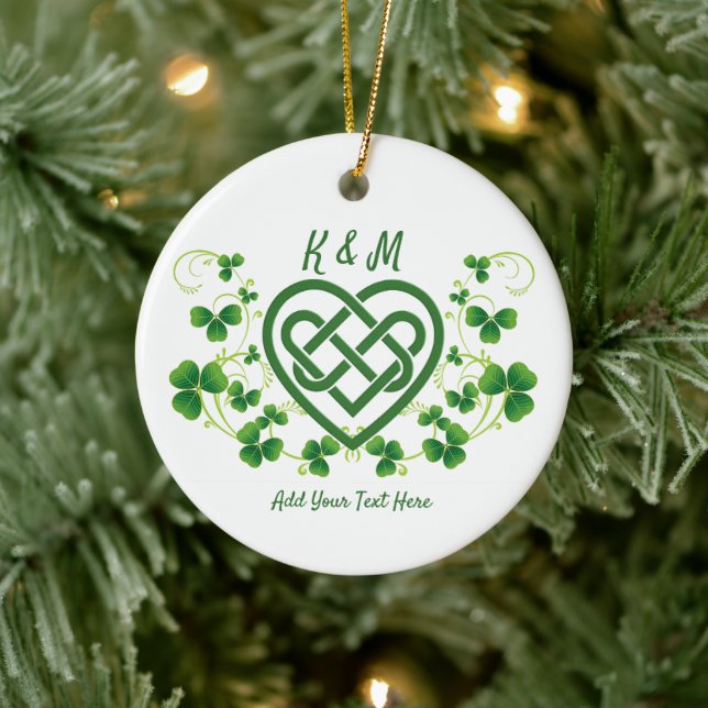 Ornamento De Cerâmica Duplamente Sided Personalised Irish Celtic Love Kn (Árvore)