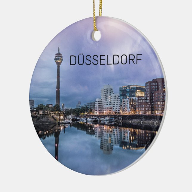 Ornamento De Cerâmica Dusseldorf Skyline Alemanha Holiday Sunset Souveni (Esquerda)