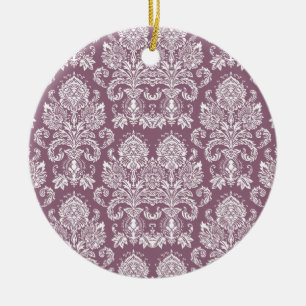 Ornamento De Cerâmica Dusty Rosa Victorian Damask