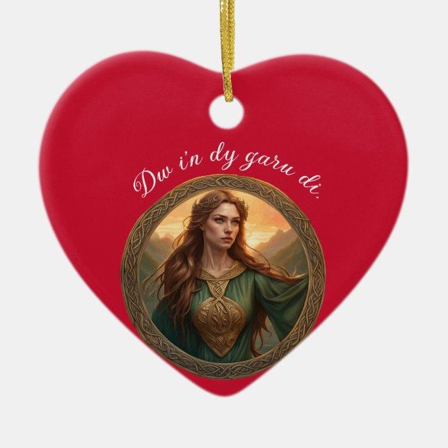 Ornamento De Cerâmica Dwynwen A Padroeira Dos Amantes (Frente)