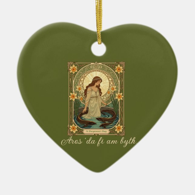 Ornamento De Cerâmica Dwynwen's Well And Sacred Fish (Frente)