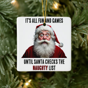 Ornamento De Cerâmica É tudo divertido e jogos, bom Natal para o Pai Nat