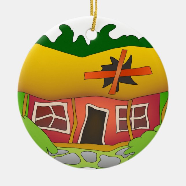 Ornamento De Cerâmica É um fixador - parte superior (Frente)