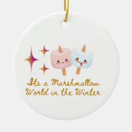 Ornamento De Cerâmica É um mundo marshmallow no inverno em um