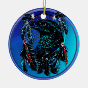 Ornamento De Cerâmica Eagle_Dreamcatcher-Ornament preto