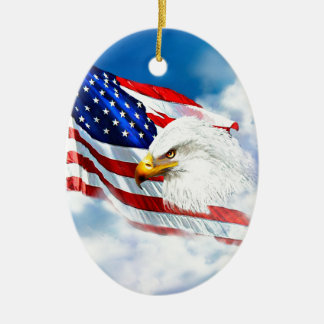 Ornamento De Cerâmica Eagle e bandeira americana