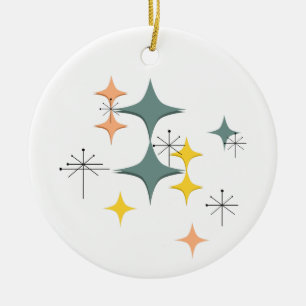 Ornamento De Cerâmica Eames Atomic Starbursts Meados do Século Moderno