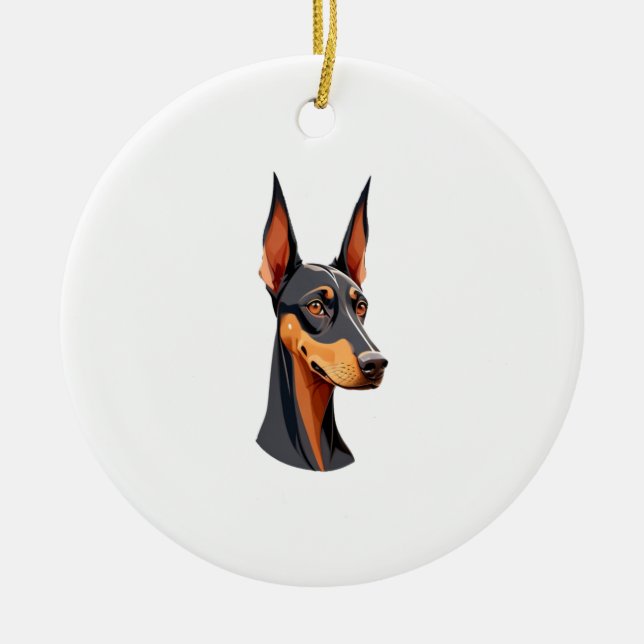Ornamento De Cerâmica Ear Doberman Natural (Frente)