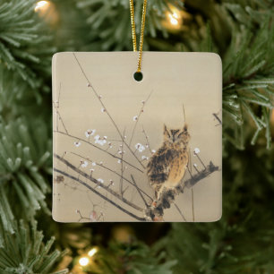 Ornamento De Cerâmica Early Plum Blossoms de Nishimura Goun, Vintage Owl